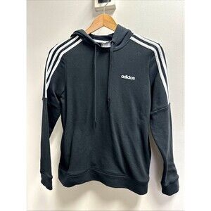 Adidas Sweater Women's Small Black Pullover Hoodie Sweatshirt Pockets Ladies EUC